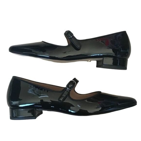 AlexaChung Black Patent Pointed Toe Mary Jane Heeled Flats EU 39 - Picture 1 of 9